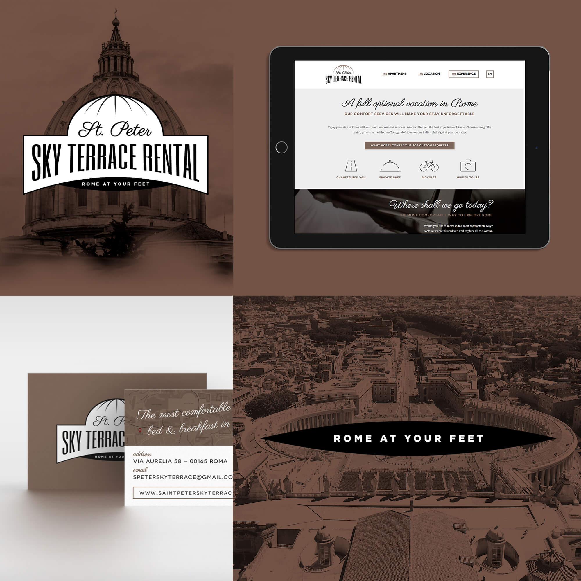 venue branding example for Saint Peter Sky Terrace Rental luxury bed & breakfast in Rome, Italy